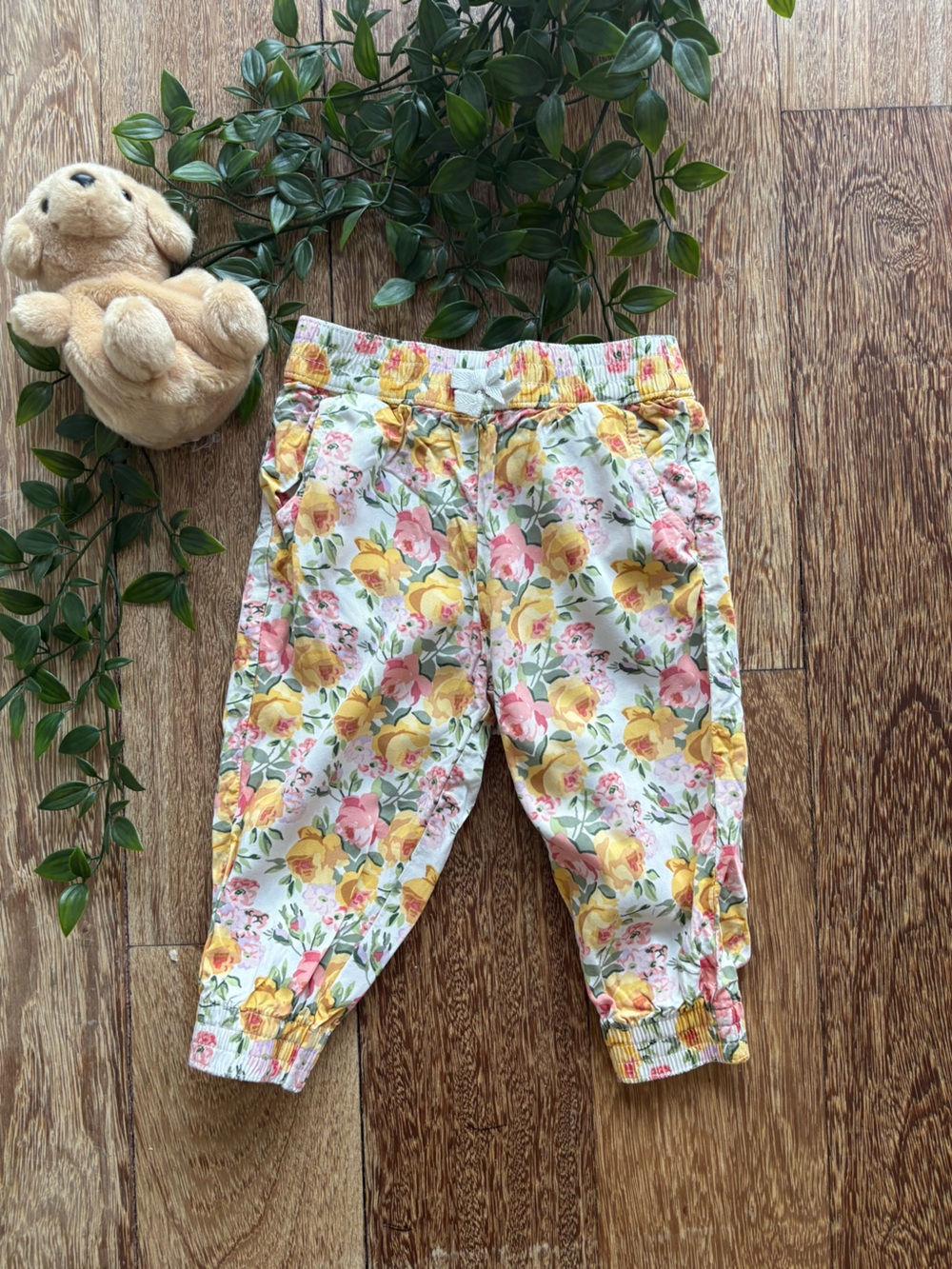 Janie and Jack Yellow & Pink Floral Pants